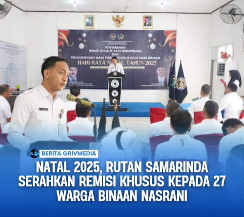 Natal 2025, Rutan Samarinda Serahkan Remisi Khusus kepada 27 Warga Binaan Nasrani