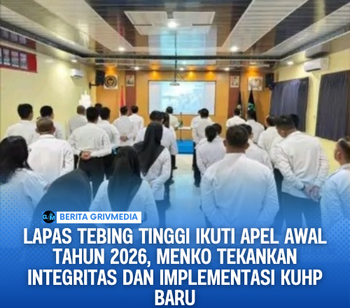 Lapas Tebing Tinggi Ikuti Apel Awal Tahun 2026, Menko Tekankan Integritas dan Implementasi KUHP Baru