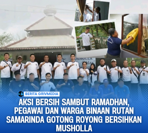Aksi Bersih Sambut Ramadhan, Pegawai dan Warga Binaan Rutan Samarinda Gotong Royong Bersihkan Musholla