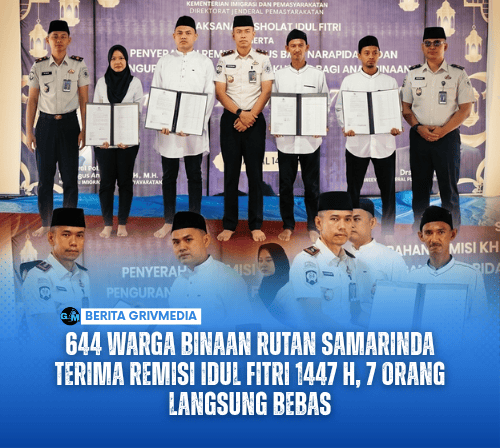Warga binaan rutan Samarinda menerima remisi Idul Fitri 1447 H secara langsung bebas.