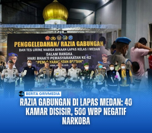 Razia Gabungan di Lapas Medan: 40 Kamar Disisir, 500 WBP Negatif Narkoba