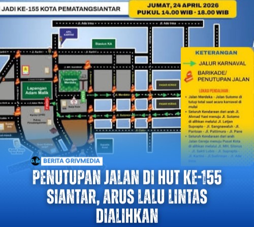 Penutupan Jalan di HUT ke-155 Siantar, Arus Lalu Lintas Dialihkan