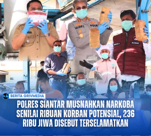 Kapolres Pematangsiantar AKBP Sah Udur Sitinjak memimpin pemusnahan barang bukti narkotika berupa 77 kilogram ganja dan 1,1 kilogram sabu yang berasal dari delapan kasus narkoba di Kota Pematangsiantar.