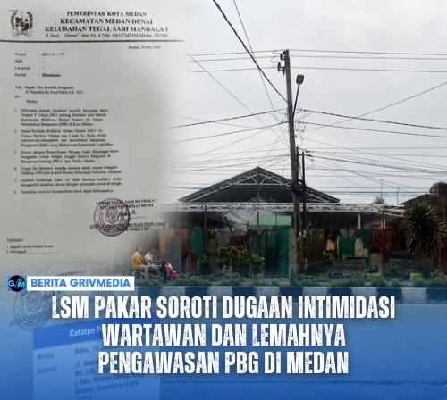 Wartawan melakukan peliputan terkait dugaan pelanggaran Persetujuan Bangunan Gedung (PBG) di Kota Medan di tengah sorotan terhadap dugaan intimidasi dan penghalangan kerja jurnalistik.