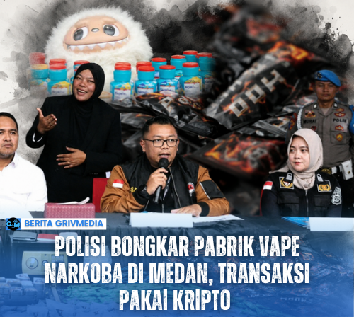 Polisi menunjukkan barang bukti vape narkoba hasil pengungkapan industri rumahan di kos mewah Kota Medan yang diduga dikendalikan WNA Singapura.