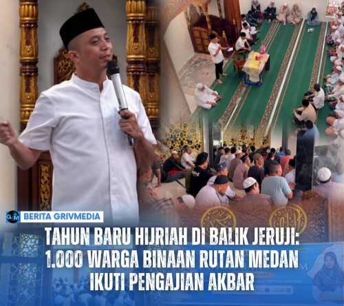 Ribuan warga binaan Rutan Kelas I Medan mengikuti Pengajian Akbar Tahun Baru Islam 1 Muharram 1448 Hijriah di Masjid At-Taubah sebagai momentum hijrah dan pembinaan spiritual.