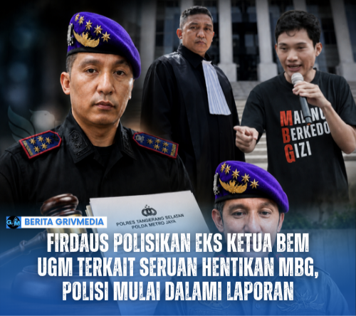 Firdaus Oiwobo memberikan keterangan terkait laporan terhadap mantan Ketua BEM UGM Tiyo Ardianto di Polres Tangerang Selatan mengenai dugaan penghasutan penghentian Program Makan Bergizi Gratis (MBG).