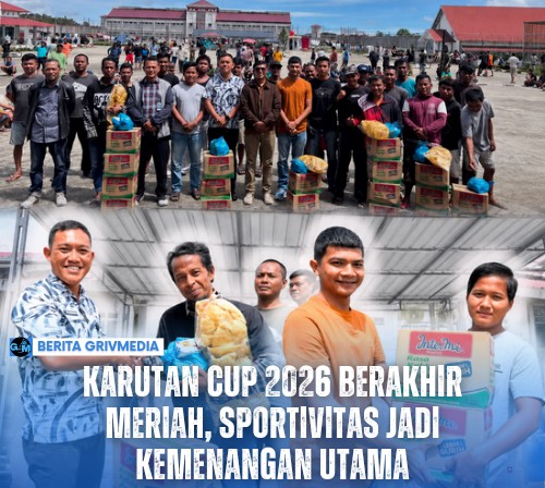 Penutupan Karutan Cup 2026 di Rutan Kelas IIB Humbang Hasundutan dengan pembagian hadiah kepada warga binaan yang meraih juara dalam berbagai perlombaan.