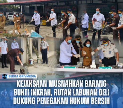 Petugas Rutan Kelas I Labuhan Deli bersama unsur Forkopimca dan aparat penegak hukum menghadiri kegiatan pemusnahan barang bukti perkara pidana yang telah berkekuatan hukum tetap di Labuhan Deli.