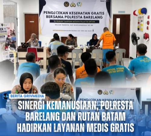 Petugas kesehatan Polresta Barelang bersama tim medis Rutan Batam melakukan pemeriksaan kesehatan gratis kepada warga binaan dalam rangka Hari Bhayangkara ke-80.