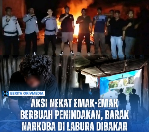 Polisi membongkar dan membakar diduga barak narkoba di Kelurahan Aek Kanopan Timur, Kecamatan Kualuh Hulu, Kabupaten Labuhanbatu Utara setelah video penggerebekan oleh seorang emak-emak viral di media sosial.