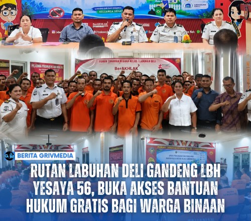 Warga binaan Rutan Kelas I Labuhan Deli mengikuti penyuluhan dan konsultasi bantuan hukum gratis yang diselenggarakan bersama LBH Yesaya 56 di Ruang Moralitas.