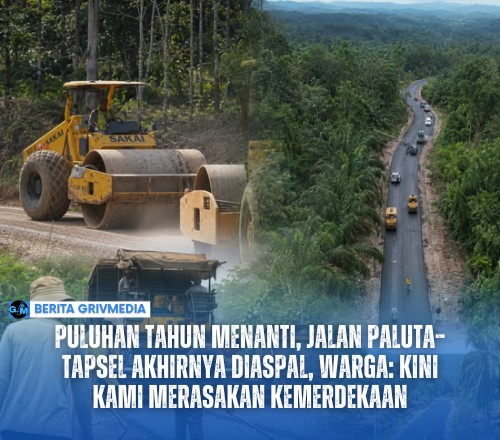Pekerjaan pengaspalan jalan Paluta–Tapsel via Sipiongot di Sumatera Utara yang sedang dikerjakan Pemerintah Provinsi Sumut.