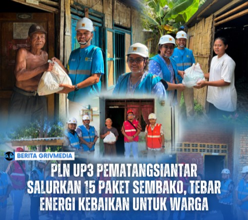 Manager PLN UP3 Pematangsiantar Ramses Manalu menyerahkan bantuan paket sembako kepada penerima manfaat dalam program Xtracare di wilayah Tebing Tinggi.