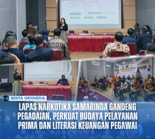 Pegawai Lapas Narkotika Kelas IIA Samarinda mengikuti sosialisasi budaya pelayanan prima dan pengenalan produk Pegadaian Cabang Air Putih sebagai upaya meningkatkan kualitas pelayanan publik.