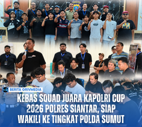 Kebas Squad menerima trofi juara Turnamen Mobile Legends Kapolri Cup 2026 tingkat Polres Pematangsiantar setelah mengalahkan Hitari Dynasty pada laga final.
