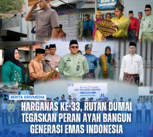 Pegawai Rutan Kelas IIB Dumai mengenakan pakaian adat saat mengikuti upacara Hari Keluarga Nasional ke-33 Tahun 2026 di halaman Rutan Dumai.