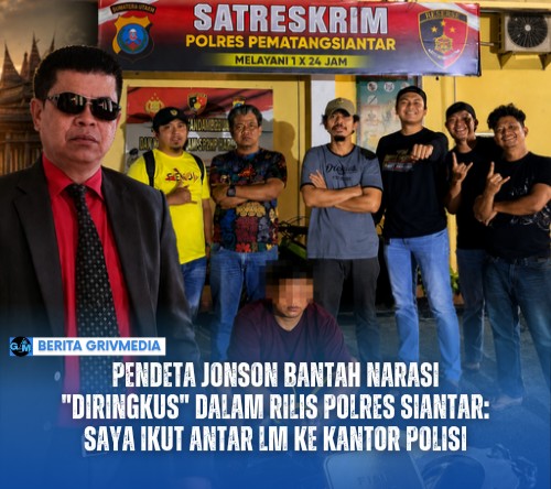 Pdt. Jonson Barus memberikan keterangan terkait keberatan atas narasi rilis Polres Pematangsiantar mengenai penyerahan tersangka pencurian emas.