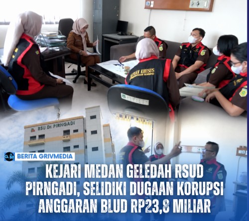 Tim penyidik Kejaksaan Negeri Medan melakukan penggeledahan di RSUD Dr. Pirngadi Medan terkait penyidikan dugaan korupsi anggaran BLUD Tahun Anggaran 2023–2024.