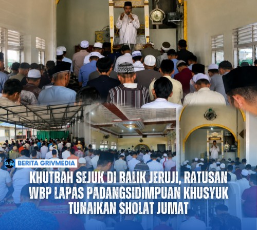 Ratusan warga binaan Lapas Kelas IIB Padangsidimpuan melaksanakan Sholat Jumat berjamaah di Masjid Al-Ikhlas bersama petugas lapas.