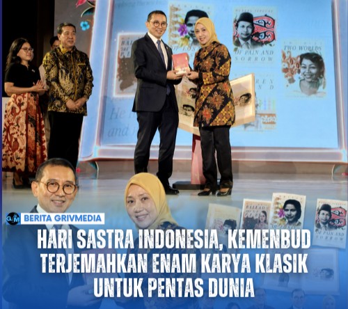 Menteri Kebudayaan Fadli Zon saat meluncurkan program penerjemahan enam karya sastra klasik Indonesia dalam rangka Hari Sastra Indonesia.