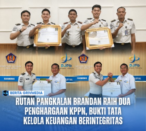 Penyerahan penghargaan KPPN Medan I kepada Rutan Kelas IIB Pangkalan Brandan atas capaian IKPA sempurna dan kualitas laporan pertanggungjawaban bendahara penerimaan terbaik.