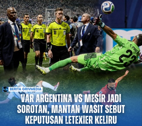 Pemain Timnas Mesir memprotes keputusan wasit setelah VAR menganulir gol saat menghadapi Argentina pada babak 16 besar Piala Dunia 2026.