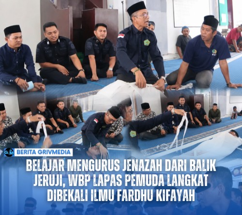 Warga binaan Lapas Pemuda Kelas III Langkat mengikuti praktik memandikan dan mengkafani jenazah bersama penyuluh agama dari Kementerian Agama Kabupaten Langkat.