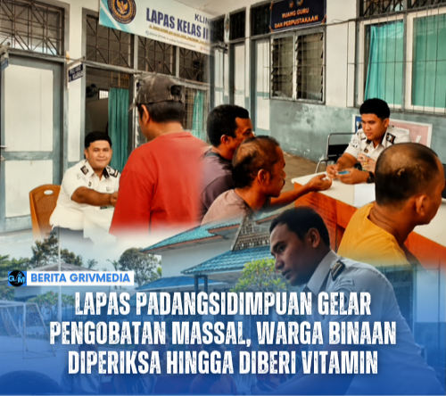 Warga binaan diperiksa dan diberi vitamin dalam pengobatan massal di Lapas Padangsidimpuan.