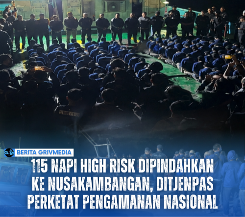 Pengamanan ketat napi di Nusakambangan oleh petugas keamanan nasional.