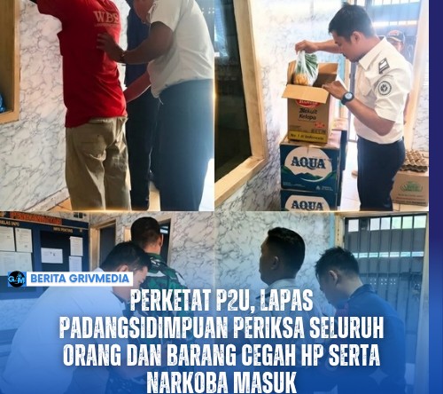 Petugas P2U Lapas Kelas IIB Padangsidimpuan memeriksa orang dan barang yang masuk sebagai upaya mencegah penyelundupan handphone, narkoba, dan barang terlarang.