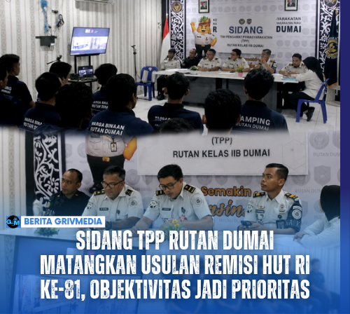 Sidang Tim Pengamat Pemasyarakatan (TPP) Rutan Kelas IIB Dumai membahas usulan Remisi Umum HUT RI ke-81 Tahun 2026 bersama Kanwil Ditjen Pemasyarakatan Riau dan Bapas Dumai.