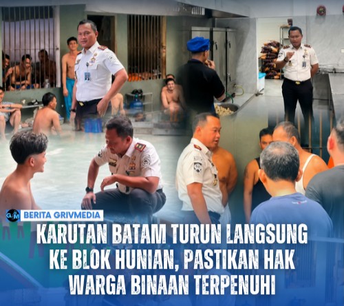 Karutan Rutan Kelas IIA Batam Fajar Teguh Wibowo meninjau blok hunian dan berdialog dengan warga binaan untuk memastikan pelayanan serta pemenuhan hak berjalan optimal.