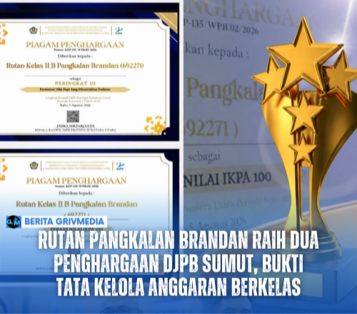 Petugas Rutan Kelas IIB Pangkalan Brandan menerima dua penghargaan dari DJPb Kanwil Sumatera Utara atas capaian IKPA sempurna dan pengelolaan anggaran terbaik.