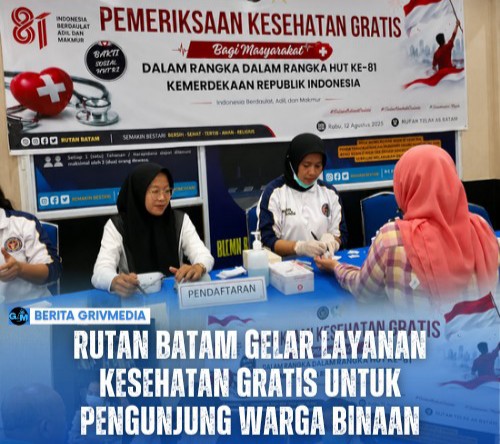 Pelayanan kesehatan gratis Rutan Kelas IIA Batam bagi masyarakat pengunjung warga binaan dalam rangka HUT ke-81 Kemerdekaan RI.