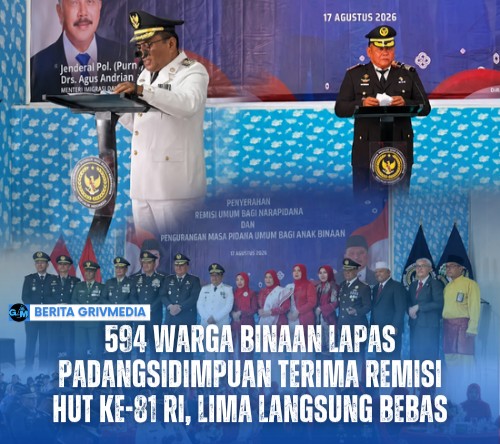 Penyerahan Remisi Umum HUT ke-81 RI kepada warga binaan Lapas Kelas IIB Padangsidimpuan pada 17 Agustus 2026.