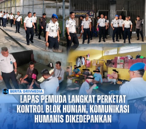 Petugas Lapas Pemuda Kelas III Langkat melakukan kontrol keliling dan berinteraksi dengan warga binaan di blok hunian.
