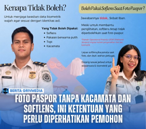 Pemohon paspor mengikuti proses pengambilan foto biometrik di Kantor Imigrasi Belawan tanpa kacamata dan softlens.