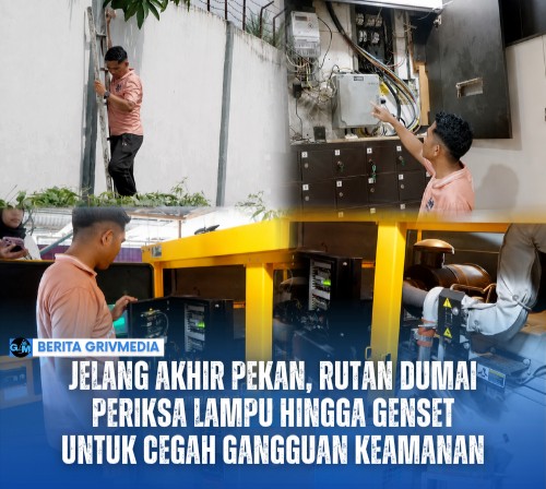 Petugas Rutan Kelas IIB Dumai melakukan pengecekan sarana dan prasarana serta instalasi kelistrikan.