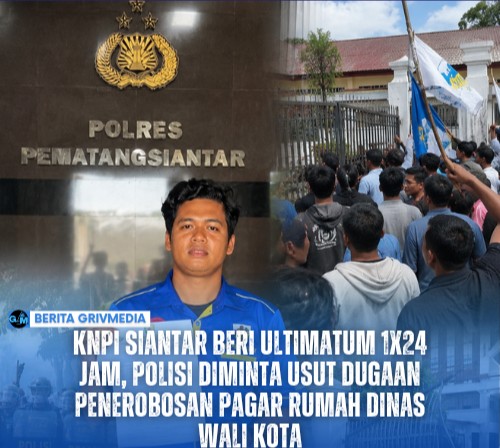 Ketua DPD KNPI Pematangsiantar Arif Harahap dan Sekretaris Fransisco Sibarani menyampaikan tuntutan pengusutan dugaan penerobosan pagar Rumah Dinas Wali Kota.