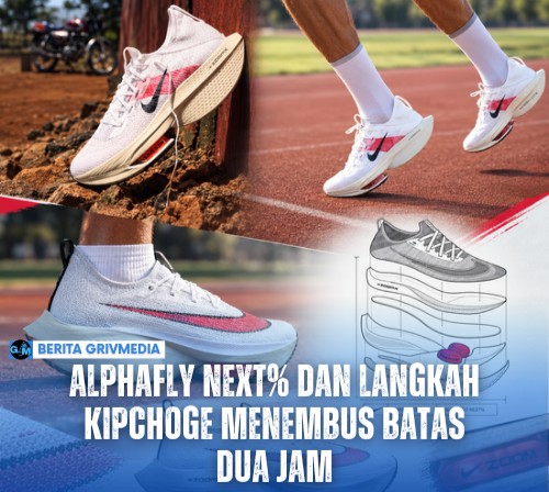 Ilustrasi Eliud Kipchoge menggunakan prototipe Nike Alphafly dalam proyek maraton di Wina 2019