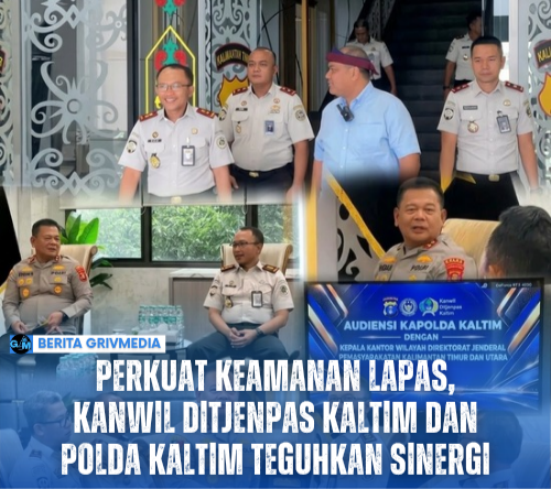 Kepala Kanwil Ditjenpas Kalimantan Timur Yan Rusmanto bersama jajaran saat kunjungan ke Polda Kalimantan Timur.
