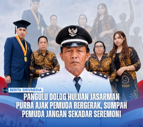 Pangulu Nagori Dolog Huluan Jasarman Purba menyampaikan pesan semangat persatuan dan peran generasi muda pada Hari Sumpah Pemuda 2026 di Kabupaten Simalungun.