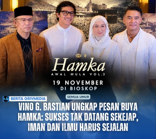 Vino G. Bastian saat pemutaran perdana film Hamka Awal Mula Vol. 3 di Plaza Senayan XXI, Jakarta Pusat.